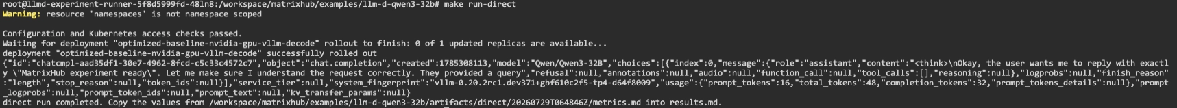 make run-direct completing with a successful inference verification