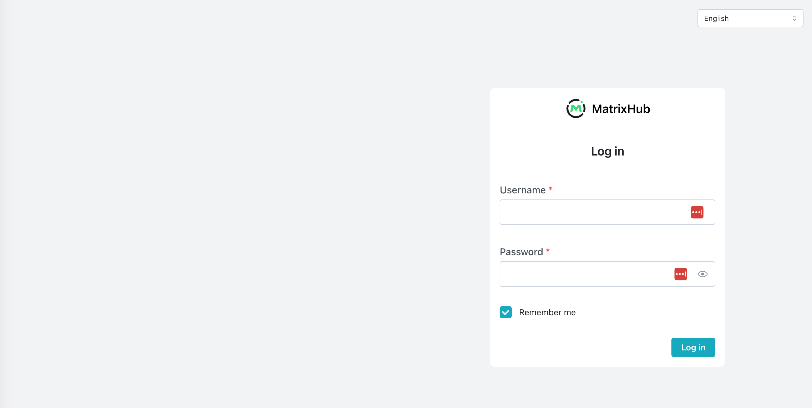 MatrixHub login page