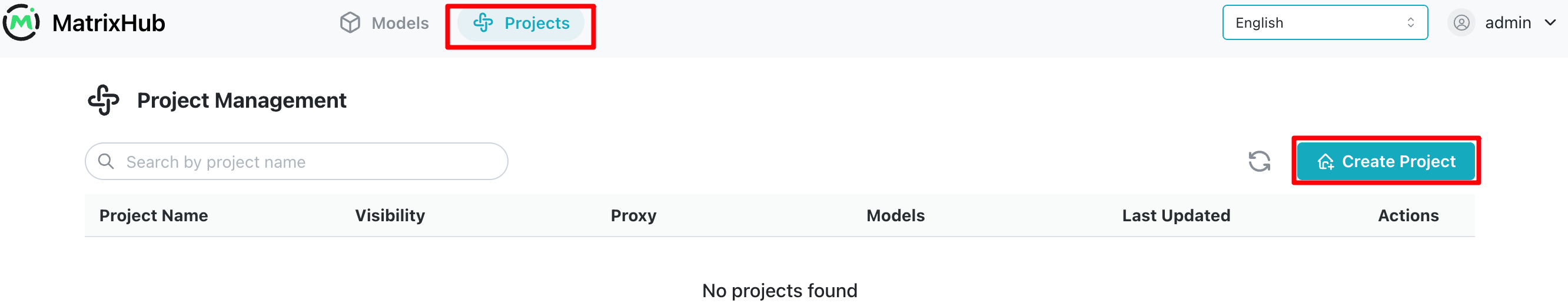 Create a project from Project Management