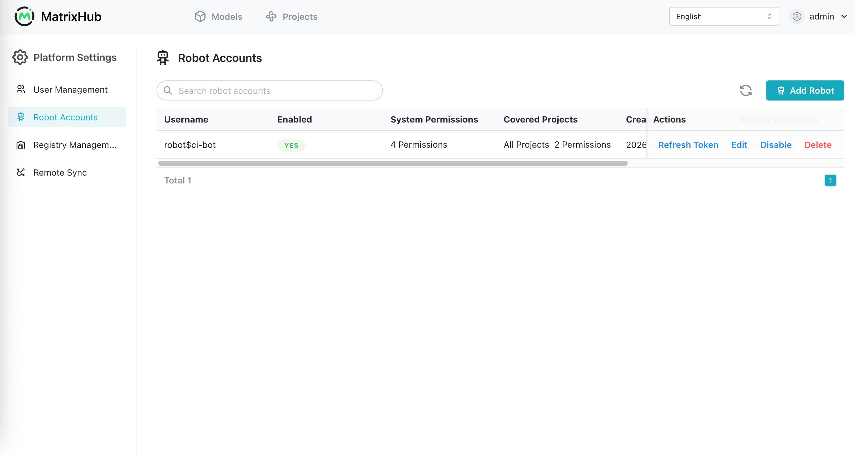Robot Accounts overview